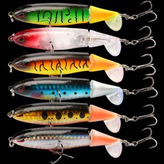 6Pcs Whopper Plopper 90mm 13g Topwater Fishing Lures Lot Rotating Tail Bass Bait