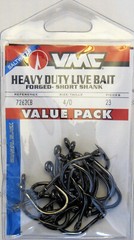 Two (2) Packs VMC 7262CB Fishing 4X Heavy Live Bait Fish Hooks 23/Pk 4/0 5/0 6/0