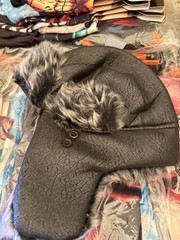 Wild Wear Brand Black Faux Trapper Ear flap Bomber Hat Adults One Size Fits Most