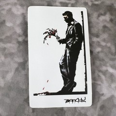 Banksy Graffiti Tagging Laptop Skateboard 2.25″ Sticker #18 Waiting in Vain
