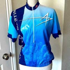 Lockheed Martin Cycling Shirt Size Medium Blue 1/2 Zip AK Apparel Pullover