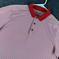 Nike Golf Polo Shirt Mens M Medium Red White Striped Dri Fit Short Sleeve Swoosh