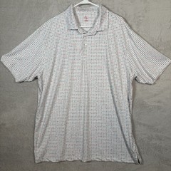 Rhoback Performance Polo Mens XXL White Binary Print Short Sleeve BEW