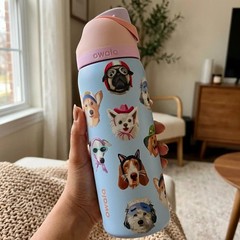 Owala Water Bottle 32oz – Dog Collage Design – Insulated Leakproof Straw Bottle