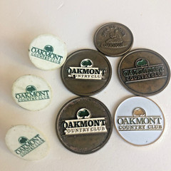 Vintage US Open Oakmont Country Club Golf Ball Markers Brass Plastic Lot of 8