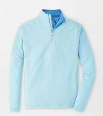 MENS PETER MILLAR L/S CROWN drirelease NATURAL STRIPE SWEATER, MEDIUM, BAYSIDE