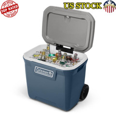 Wheeled Cooler 60QT Insulated Keeps Ice 4 Days Heavy Duty Handles Cup Holders US