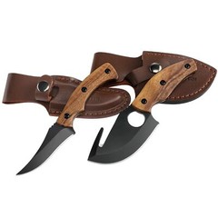 2PACK Fixed Blade Hunting Knife 6.5″ Skinning 7″ Gut Hook Knife Full-Tang Handle