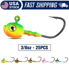 25PCS Jig Heads 3/8oz Fish Head 3/0 Hook for Big Soft Swimbaits Bass Trout Perch
