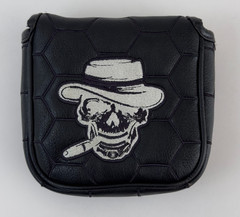 Black White Skull Smoking Cigar Mallet Putter Head Cover Magnetic Closure