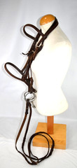 Leather English Bridle 5″ eggbut snaffle braided reins Dark Brown Complete