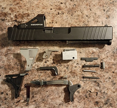 COMPLETE G19 Slide w/ Rails, Locking Block, LPK, and Swampfox optic