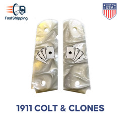 1911 Clones CUSTOM GUN GRIPS «ALL IN» Aces Pearl
