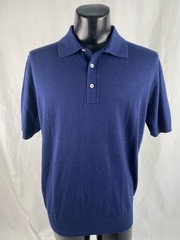 Rhoback Harbor Stretch Sweater Polo Men’s Medium Navy Cotton-Poly Blend NWT $128