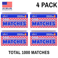 4 Pack Large Matches 1000 Count Strike On Box Bulk Kitchen/Camping/Fire/Candle