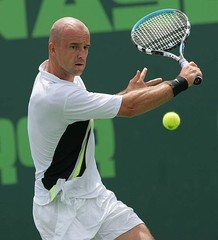 Ivan Ljubicic of Croatia v Roger Federer of Switzerland during the- Old Photo