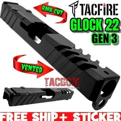 TACFIRE RMR Fluted BLACK SIGNATURE SLIDE for GL0CK 22 Gen 3 -416 STAINLESS STEEL