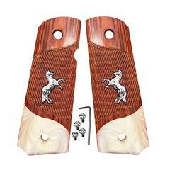 1911 Grips Full Size fit Colt Springfield Grips Wood W/Silver Horse & 4 Screws