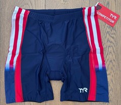 TYR Women’s XL Red White Blue 6″ Exercise Tri Fitness Shorts TEAM USA New