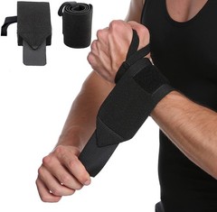 Wrist Wraps 2 Pack Black 22in Weightlifting Support Straps Thumb Loop Gym Brace