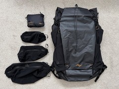 BRAND NEW NO TAGS Peak Design Outdoor Backpack (Black, 45L) w/ Rain Fly & Extras
