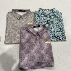 3 Breakfast Ball Golf Polo Men’s Size XL Shirt Purple Floral Short Sleeve
