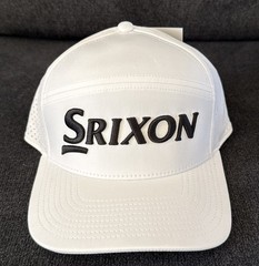 New Srixon Men’s White Adjustable Hat Raised Black Embroidered Logo Team Srixon