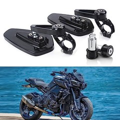 Motorcycle Handlebar Bar End Mirror, Universal 7/8″ Irregular Shape-Black#1