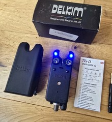 Boxed Delkim TXI-D TXi d Blue Bite Alarm with case carp tackle setup.