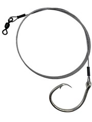 5′ Braided Stainless 480lb Leader – Choose Hook Size – Mustad Circle Hooks