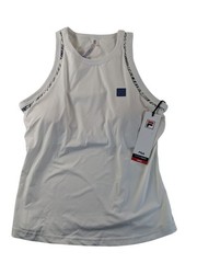 FILA Womens High Neck Tennis Tank Top White Built In Bra Size Medium NWT