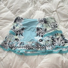Lucky in Love Women’s Tennis Skort XL Floral Checkered Blue White Green
