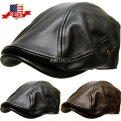 Classic PU Leather Newsboy Gatsby Ivy Hat Golf Driver Ascot