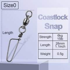 20Pcs Fishing Ball Bearing Swivels with Coastlock Snap Fishing Connector