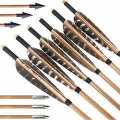 33″ Traditional Bamboo Arrow Turkey Feather Recurve Bow Longbow Hunting Shooting