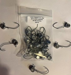 25 Handmade 1/4oz w/keeper walleye freestyle jig heads with a 2/0 BN sickle