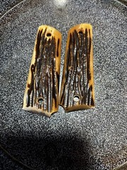 1911 Grips PISTOL GRIPS Full Size 38 / 45 Commander natural Genuine zebra bone