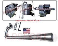 Exhaust Header for Honda GX100, GC160, GC190 Performance 3 stage long 16″