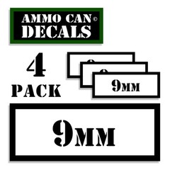 9MM Ammo Can 4x 9MM Labels Ammunition Case 3″x1.15″ 9MM sticker decals 4 pack WT