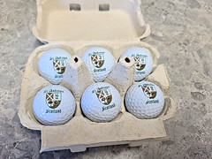 The golfers breakfast six fresh range balls with ST Andrews Crest in Egg Carton