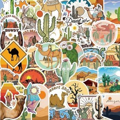 25Pcs Random Travel Adventure Outdoor Desert Camel Cactus Waterproof Stickers
