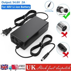 54.6V 2A Power Battery Charger DC 5.5*2.1mm Power Adapter 48V Lithium Battery US