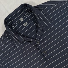 Nike Golf Fit Dry Polo Shirt Mens Medium Navy Blue White Striped Performance