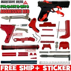 AGGRESSIVE ARMS RED UPPER & Lower Slide Parts Kit for GLOCK 19 GEN 1 2 3 UPK LPK