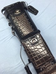 Vincitore Genuine Embossed Croc Leather Black Brown Combo 3 Butt 5 Shaft 3X5