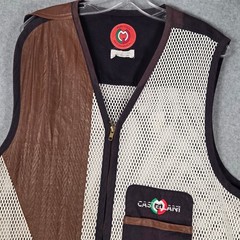 Castellani Mens 50 Shooting Hunting Vest Black Brown Mesh Recoil Pad Italy