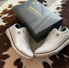 PAYNTR Golf Eighty Seven SC Spiked Golf Shoes WIDE White Gold Mens Size 9 10 NEW