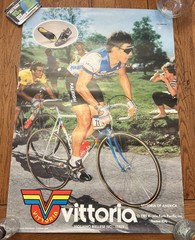 Rare Vintage 1985 Vittoria Cycling Poster Phil Anderson Vigliano Biellese Italy