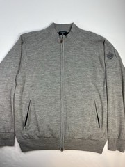 Turtleson Men’s Merino Wool Full Zip Sweater Jacket Size XL Gray Golf Trump Natl