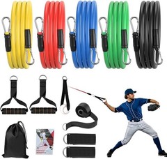 Baseball Resistance Bands Set with Interchangeable Tension for Pitching and
